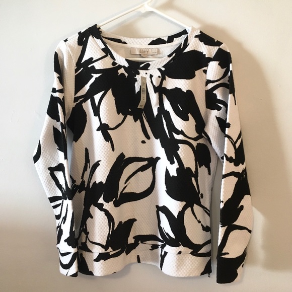 💕Ann Tay Loft Floral Jacquard SweatshirtStyle Top - Picture 1 of 8